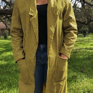Yellow and black plaid coat